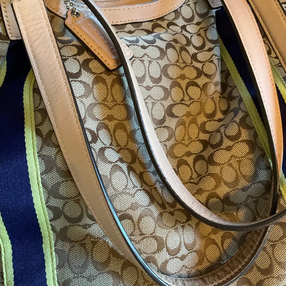 PRICE DROP!!! Gently pre owned Coach  with Navy & Yellow Stripes. - Picture 4 of 8